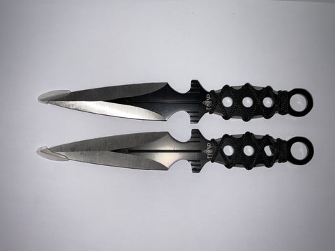 JEU 2 COUTEAUX LANCER THIRD 11,5 CM INOX+CORDELETTE