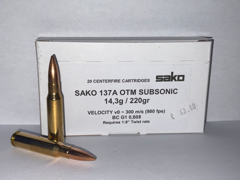 CART SAKO MILITAIRE .308 WIN SUBSONIC 137A 220GR