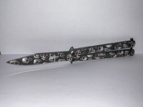 COUTEAU PAPILLON THIRD TÊTE DE MORT 12CM INOX