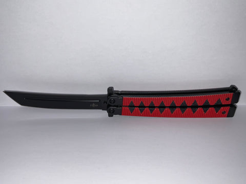 COUTEAU PAPILLON THIRD ALUMINIUM ROUGE/NOIR 14CM INOX