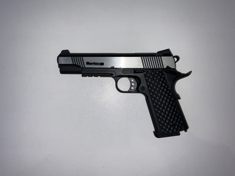 RÉPLIQUE GBB 1911 MEU RAIL RAVEN FULL MÉTAL GAZ NOIR SILVER 1,0J