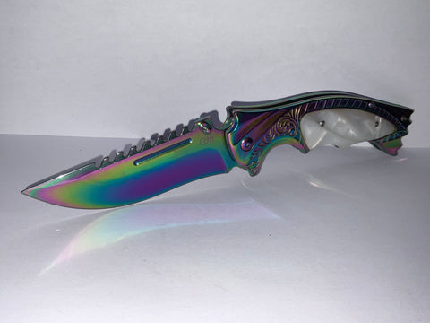 COUTEAU INOX/ACRYLIQUE ARC EN CIEL