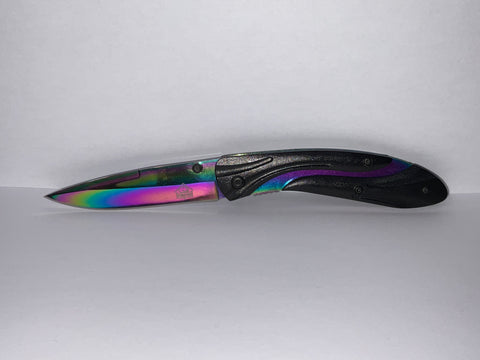 COUTEAU PUMA-TEC NOIR 11CM ARC-EN-CIEL INOX