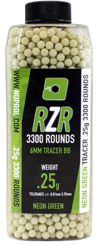 BILLES AIRSOFT 6MM RZR 0.25G BOUTEILLES 3500 BBS TRACER VERTES