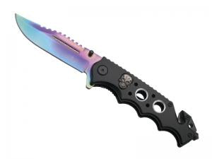COUTEAU THIRD TETE DE MORT 11,5CM ARC-EN-CIEL INOX