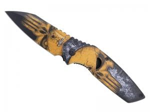 Couteau THIRD, tout acier inox 420 finition « stonewashed » décor chaine, manche 12 cm.