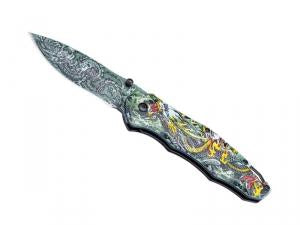 COUTEAU CJH ALUMINIUM 11,5CM INOX DECOR DRAGON CHINOIS