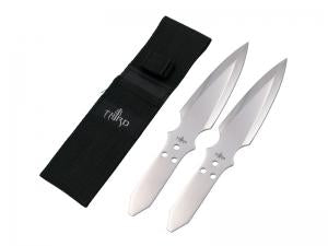 JEU 2 COUTEAUX LANCER THIRD 13CM TOUT INOX + ETUI